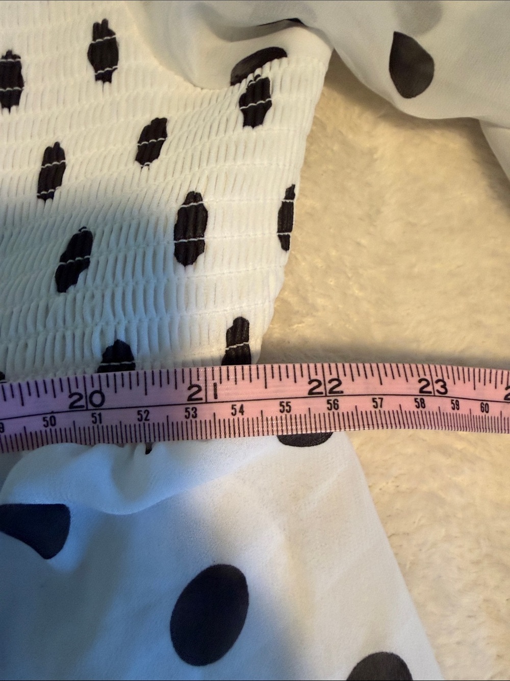 Torrid White & Black Polka Dot Chiffon Smocked Babydoll Top - Plus Size 4 - Picture 6 of 11